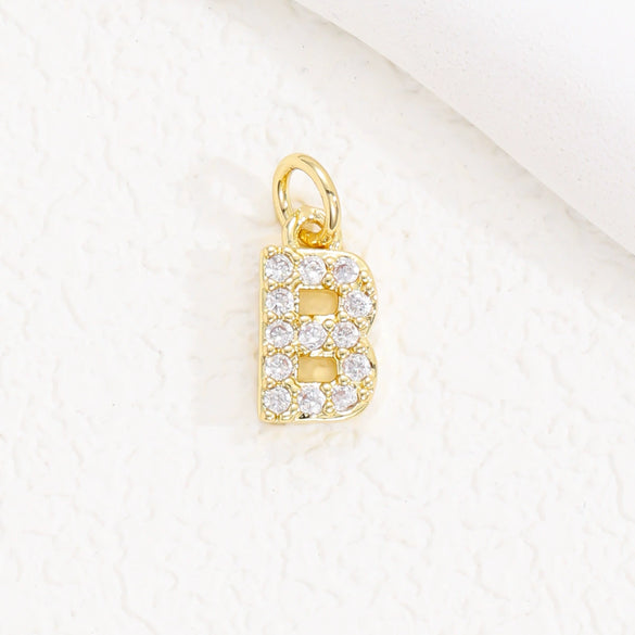 Wholesale Women's Handmade Jewelry Copper Letter Pendant Necklace With Micropaved Zircon
