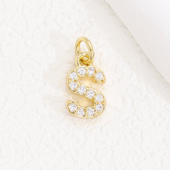 Wholesale Women's Handmade Jewelry Copper Letter Pendant Necklace With Micropaved Zircon