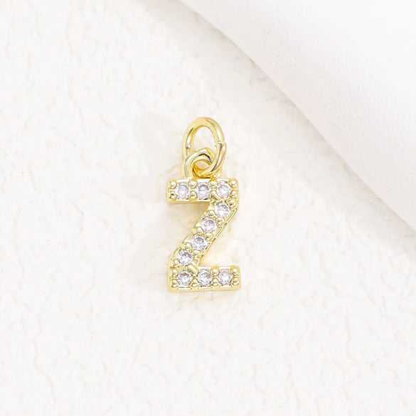 Wholesale Women's Handmade Jewelry Copper Letter Pendant Necklace With Micropaved Zircon