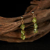 Wholesale Women's Handmade Light Luxury S925 Sterling Silver Natural Olivine Color Geometric Earrings