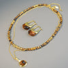 Wholesale Women's Handmade Maillard Style Geometric Tiger Eye Stone Crystal Copper Resin Beaded Necklace With Pendant And Chain