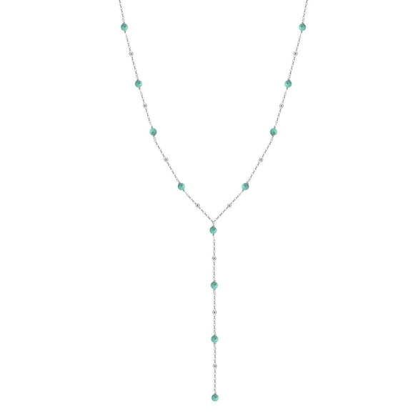 Wholesale Women's Handmade Minimalist Geometric Turquoise Yshaped Clavicle Necklace In 925 Silver With Electroplating