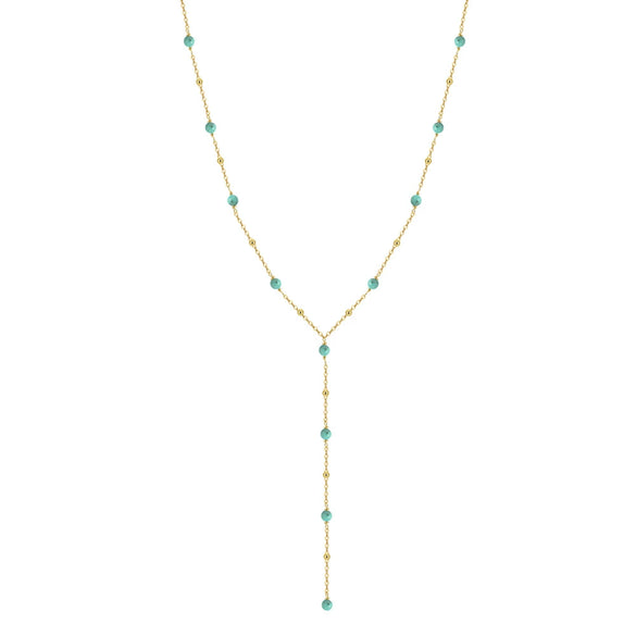 Wholesale Women's Handmade Minimalist Geometric Turquoise Yshaped Clavicle Necklace In 925 Silver With Electroplating