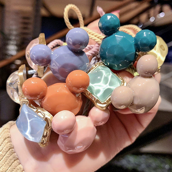 Wholesale Women's Handmade Mixed Material Geometric Hair Accessories Candy Color Square Rubber Band Hair Bands With High Elasticity