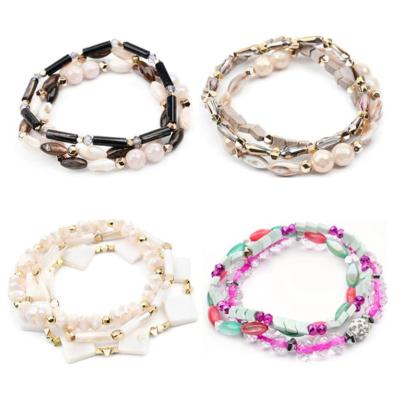Wholesale Women's Handmade Multilayer Beaded Bracelet Shell Geometric Style