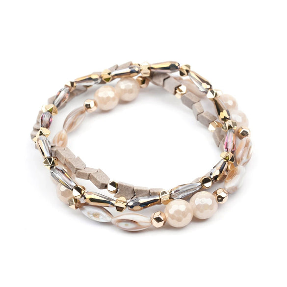 Wholesale Women's Handmade Multilayer Beaded Bracelet Shell Geometric Style