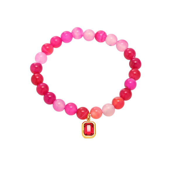 Wholesale Women's Handmade Natural Agate And Stainless Steel Geometric Pattern Electroplated Bracelet