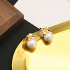 Wholesale Women's Handmade Natural Freshwater Pearl Earrings With Micro Inlaid White Zircon And Flower Design