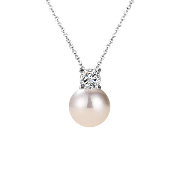 Wholesale Women's Handmade Natural Pearl Geometric Pendant Necklace Clavicle Chain Light Luxury Style