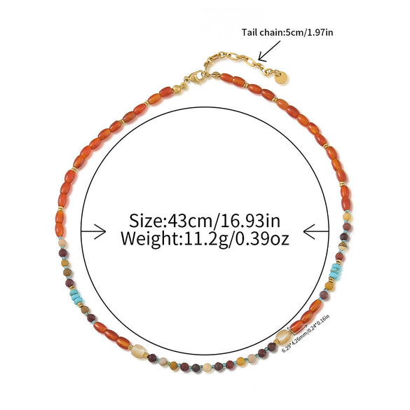 Wholesale Women's Handmade Natural Stone Agate Necklace With Geometric Design