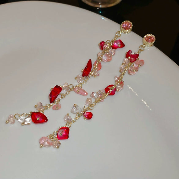 Wholesale Women's Handmade Plastic And Resin Flowershaped Tassel Earrings Little Fresh Style