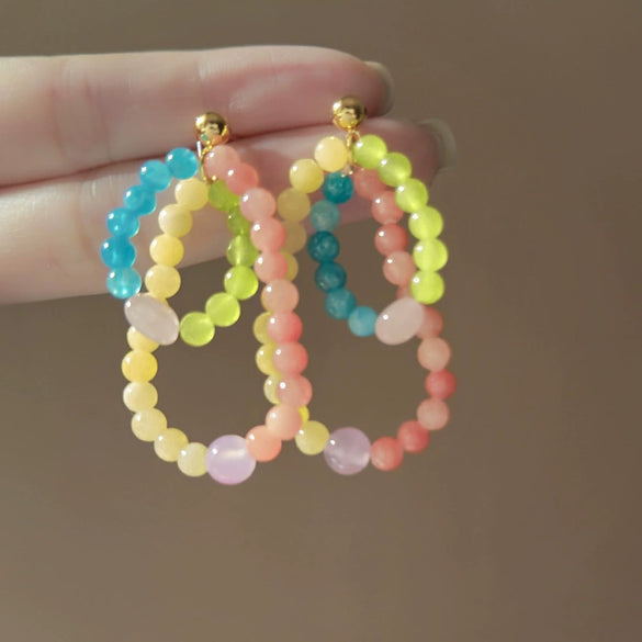 Wholesale Women's Handmade Plastic And Resin Flowershaped Tassel Earrings Little Fresh Style
