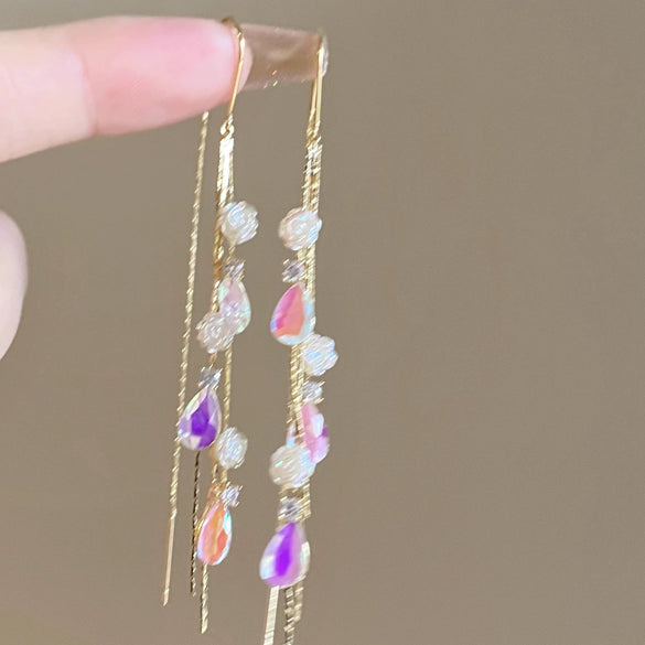 Wholesale Women's Handmade Plastic And Resin Flowershaped Tassel Earrings Little Fresh Style
