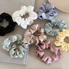 Wholesale Women's Handmade Satin Solid Color High Elastic Large Intestine Hair Band Hair Rope