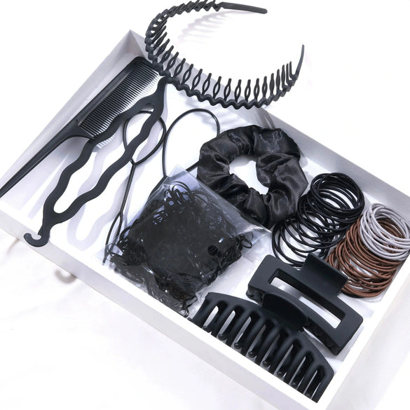 Wholesale Women's Handmade Simple Hair Accessory Set With Claw Clips And Elastic Hair Bands