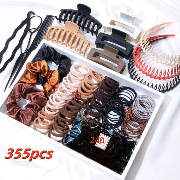 Wholesale Women's Handmade Simple Hair Accessory Set With Claw Clips And Elastic Hair Bands