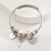 Wholesale Women's Handmade Stainless Steel Alloy Crystal Beaded Love Key Pendant Bracelet