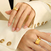 Wholesale Women's Handmade 316L Stainless Steel Gold Plated Geometric Ring With Uneven Opening Design