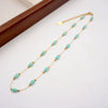 Wholesale Women's Handmade Titanium Steel Heart Pattern Retro Imitation Turquoise Pendant Clavicle Chain