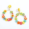 Wholesale Women's Handwoven Alloy Forest Style Beaded Wrap Flower Earrings