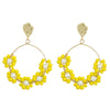 Wholesale Women's Handwoven Alloy Forest Style Beaded Wrap Flower Earrings