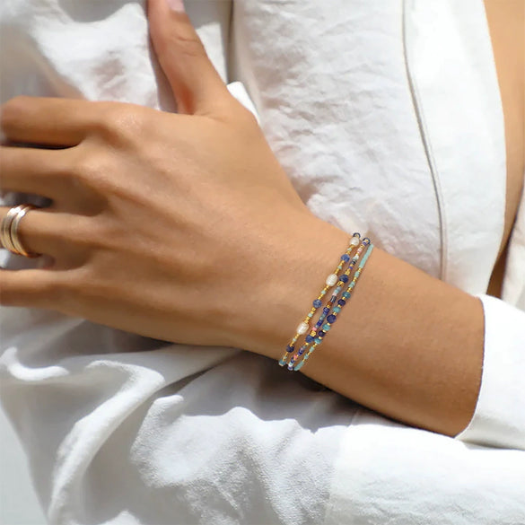 Wholesale Women's Handwoven Bracelet With Cord Natural Freshwater Pearl And Miyuki Rice Beads Geometric Style