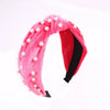 Wholesale Women's Handwoven Cloth Velvet Pearl Headband With Geometric Plaid Pattern