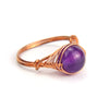 Wholesale Women's Handwoven Metal Red Agate Bead Ring With Geometric Style