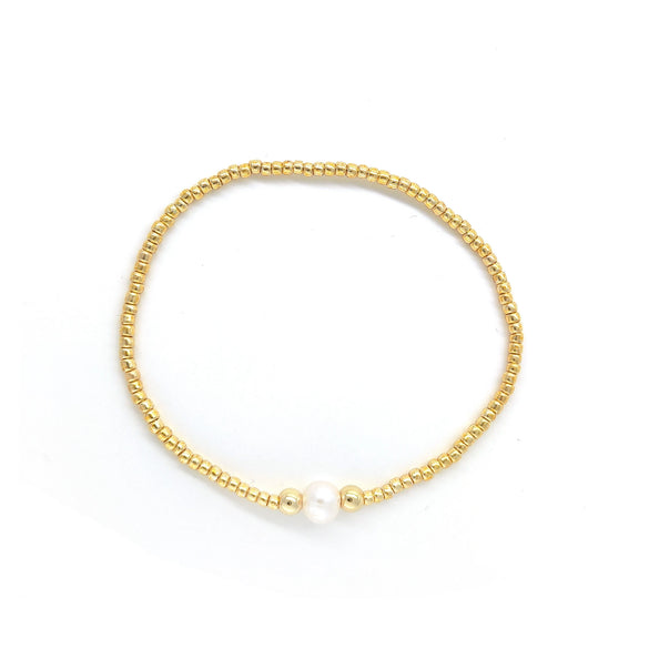 Wholesale Women's Handwoven Natural Pearl Bracelet With Geometric Pattern Imported Toho Rice Beads