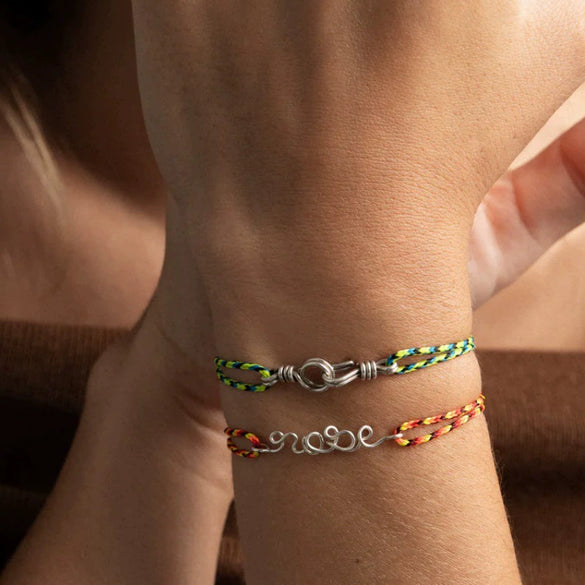 Wholesale Women's Handwoven Rope Copper Electroplated Heart Shape Wave Ring Love Bracelet Light Luxury Style