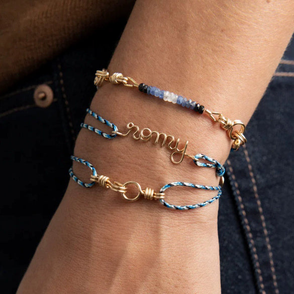 Wholesale Women's Handwoven Rope Copper Electroplated Heart Shape Wave Ring Love Bracelet Light Luxury Style