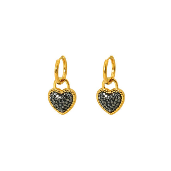 Wholesale Women's Heart Pattern Electroplated 18K Gold Stainless Steel Earrings
