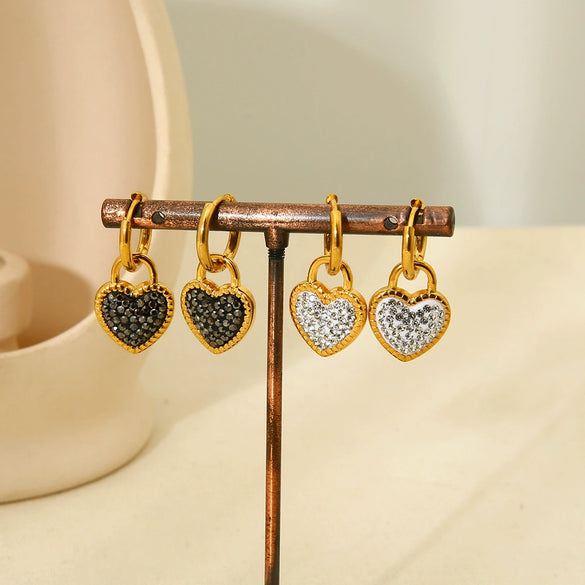 Wholesale Women's Heart Pattern Electroplated 18K Gold Stainless Steel Earrings