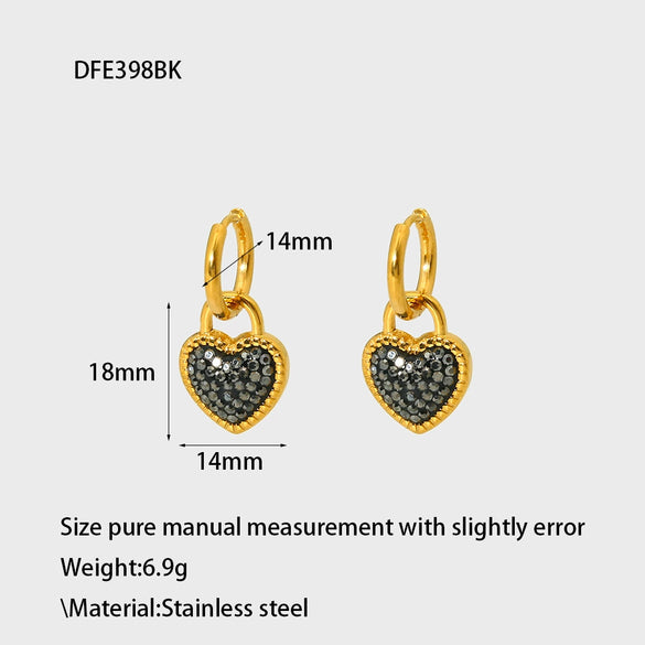 Wholesale Women's Heart Pattern Electroplated 18K Gold Stainless Steel Earrings