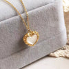 Wholesale Women's Heart Pattern Inlaid Shell Retro Style Titanium Steel Necklace With Electroplating