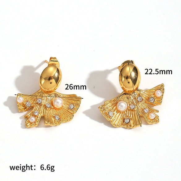 Wholesale Women's Heart Shape Geometric Stainless Steel Diamondencrusted Zircon Earrings With Pvd Furnace Vacuum Real Gold Plating