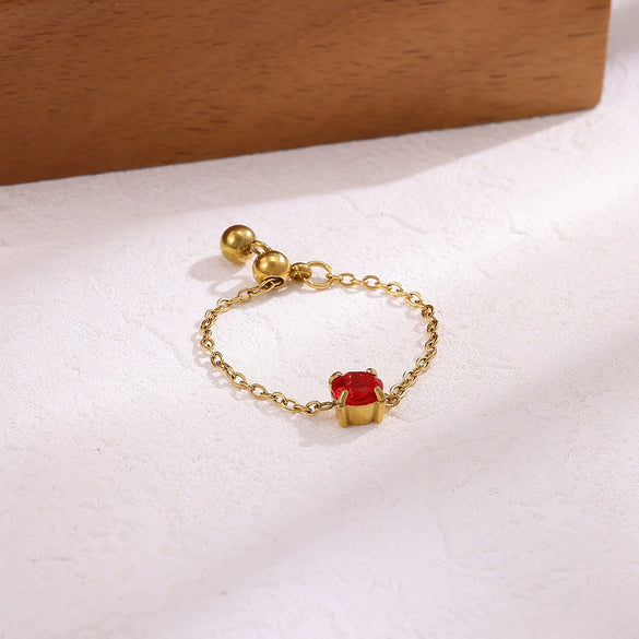Wholesale Women's Heart Shape Geometric Stainless Steel Ring Inlaid With Gold