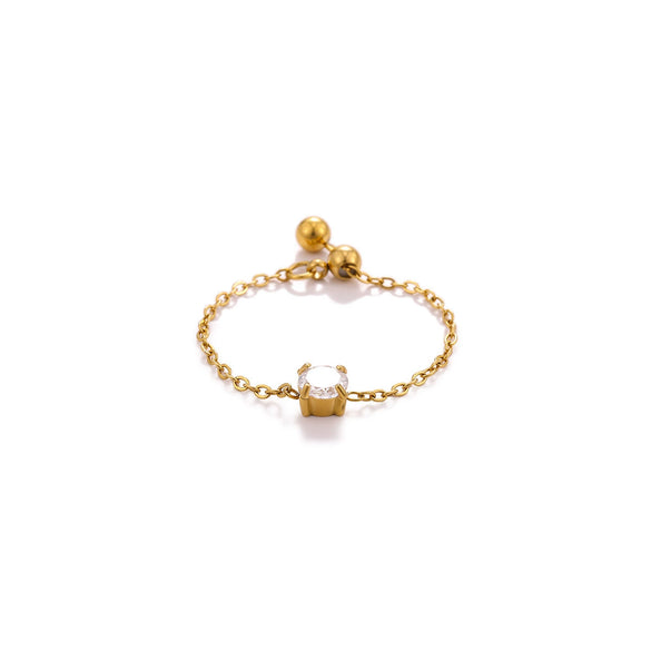 Wholesale Women's Heart Shape Geometric Stainless Steel Ring Inlaid With Gold