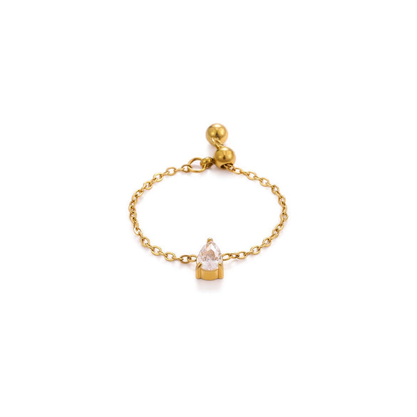 Wholesale Women's Heart Shape Geometric Stainless Steel Ring Inlaid With Gold