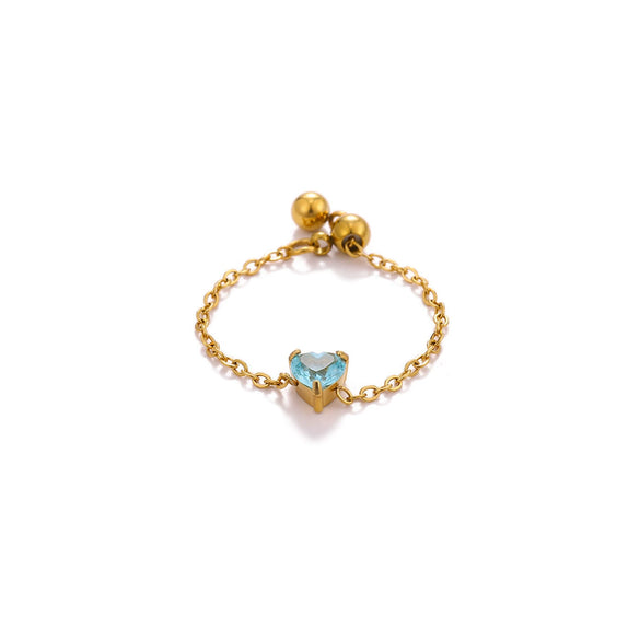 Wholesale Women's Heart Shape Geometric Stainless Steel Ring Inlaid With Gold
