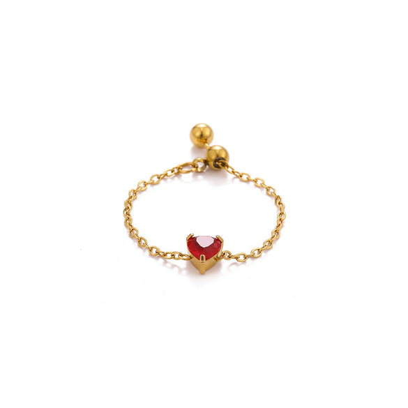 Wholesale Women's Heart Shape Geometric Stainless Steel Ring Inlaid With Gold