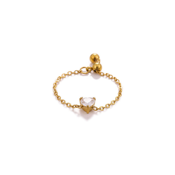 Wholesale Women's Heart Shape Geometric Stainless Steel Ring Inlaid With Gold