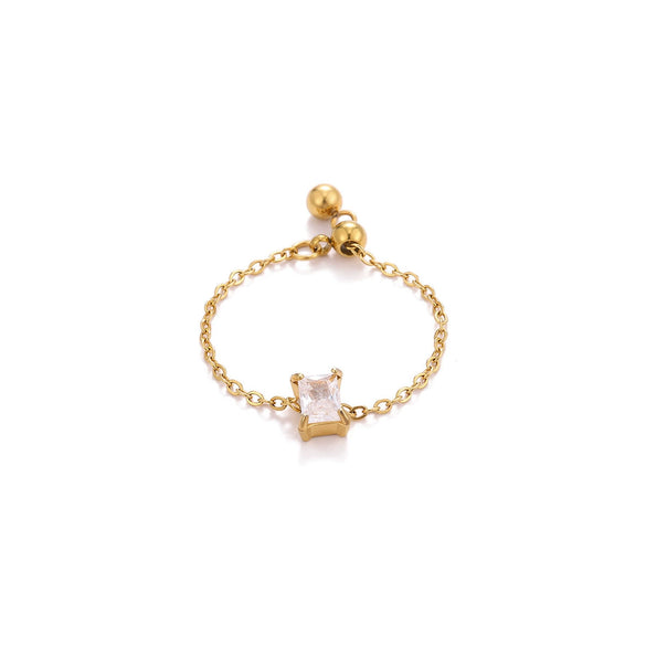 Wholesale Women's Heart Shape Geometric Stainless Steel Ring Inlaid With Gold