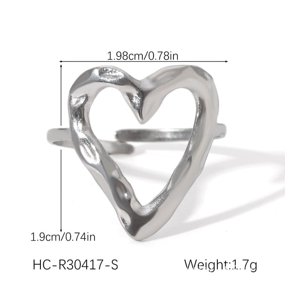 Wholesale Women's Heart Shape Open Titanium Steel Ring With Oil Dripping Design And Non Fading Feature