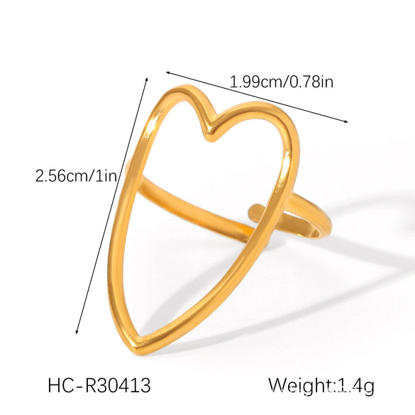 Wholesale Women's Heart Shape Open Titanium Steel Ring With Oil Dripping Design And Non Fading Feature