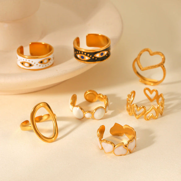 Wholesale Women's Heart Shape Open Titanium Steel Ring With Oil Dripping Design And Non Fading Feature