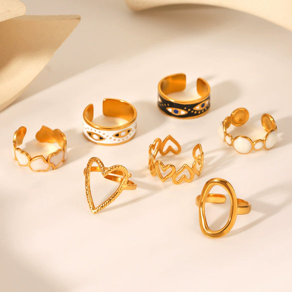 Wholesale Women's Heart Shape Open Titanium Steel Ring With Oil Dripping Design And Non Fading Feature