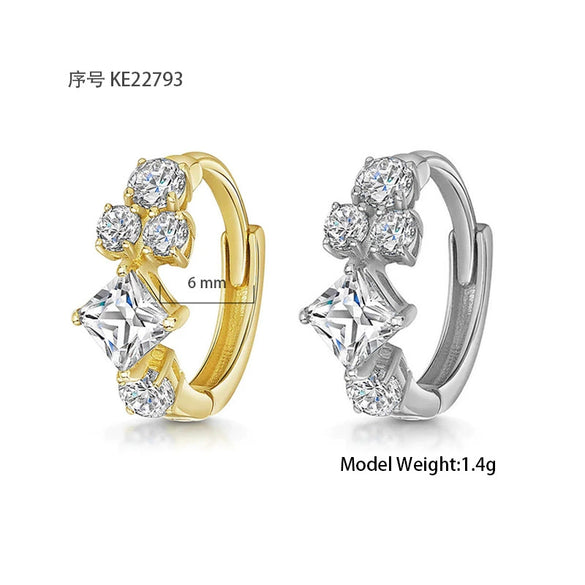 Wholesale Women's Heart Shape S925 Sterling Silver Earrings Set With Diamond Zircon Ear Buckles And Electroplated Ear Bone Clip High Sense Geometric Style