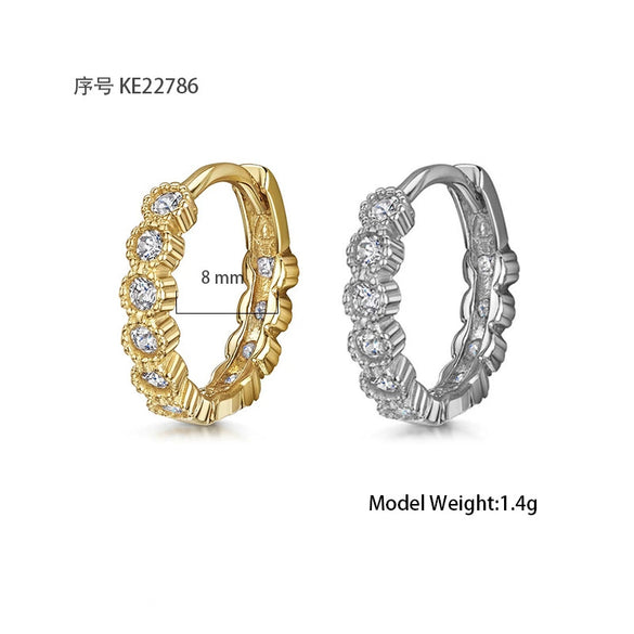 Wholesale Women's Heart Shape S925 Sterling Silver Earrings Set With Diamond Zircon Ear Buckles And Electroplated Ear Bone Clip High Sense Geometric Style