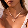 Wholesale Women's Heart Shape Stainless Steel Electroplated Acrylic Beaded Necklace